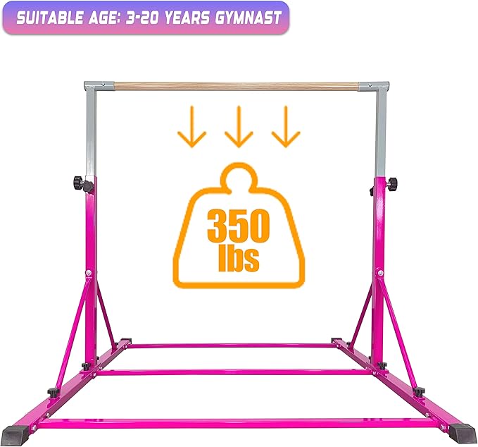 Marfula Gymnastic Bar For Kid and Teenage of 3-25, 5Ft/8 FT Base Length 4Ft Width 5Ft Adjust Height, Gymnastic Kip Bar For Gymnast, Gymnastic Training Equipment For Professional Training Home Club Use