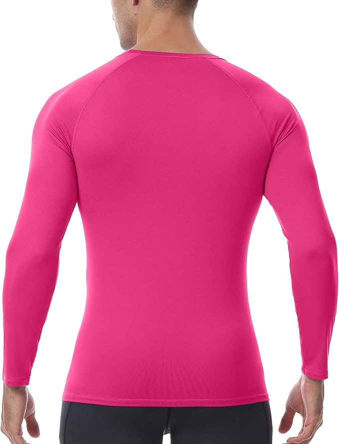 Men's Long Sleeve Compression Shirt, Quick Dry Athletic Base Layer Top, Skins Fit Football Running Workout Undershirt