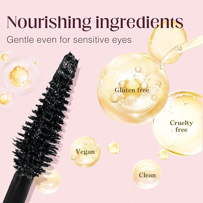 3 Pcs Unidollss Tubing Mascara and Blush Stick Set, Volume and Length Black Mascara Lengthening Long Lasting All Day, Washable Voluminous Tubing with a Random Accessory Included(02,05)