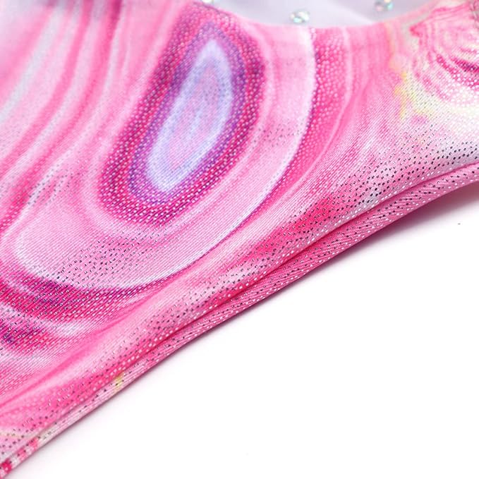 Leotards for Girls Gymnastics Toddler Dance Biketards Mermaid Unicorn Athletic Dance Wear Shiny Rainbow Blue Hotpink
