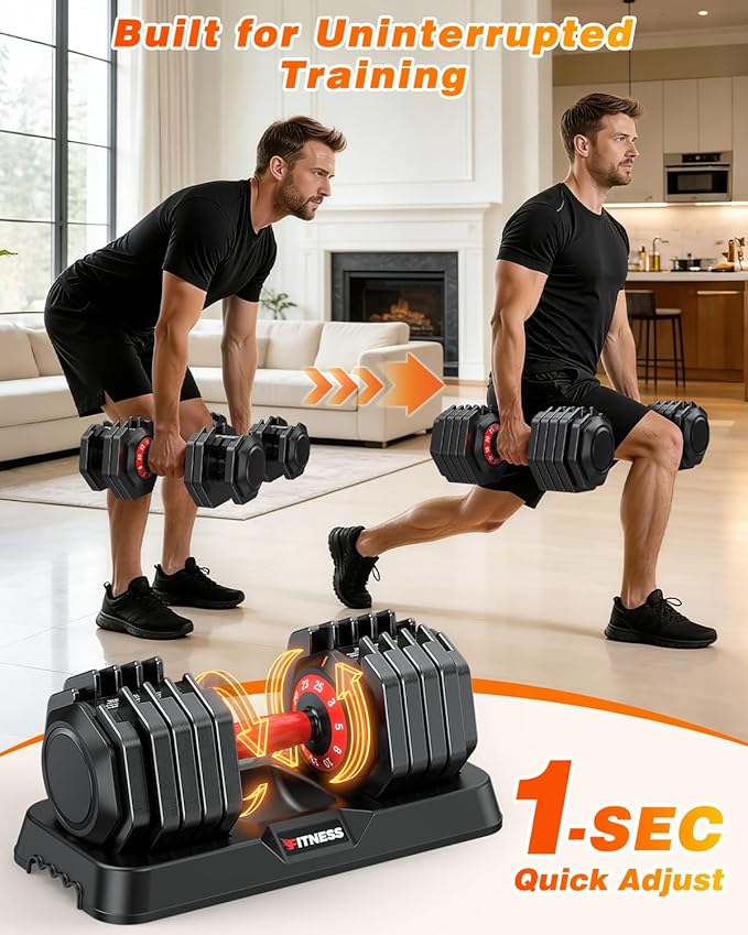 XDDIAS Adjustable Dumbbell Set of 2, 25/55/80LB Dumbbell Set-Fast Adjust Weights Set, 5/10/16 in 1 Free Weights Dumbbells Set with Anti-Slip Metal Handle, Compact Size for Men/Women Home Gym Equipment