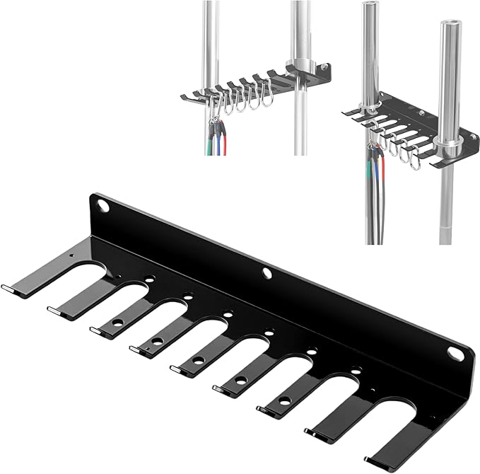 Wall-Mounted Gym Organizer, Barbell Holder Wall Mount, Resistance Band Storage Rack, Home Gym Accessories Holder