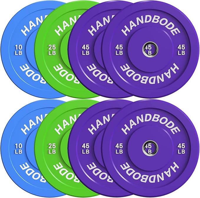 2-Inch Weight Plates High Bounce, Olympic Bumper Plate Set 45/100/160/190/260/300lb, Colored Weight Plates Set for Home Gym, Barbell Weights Rubber Strength Training Plate for Weight Lifting