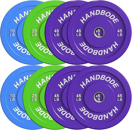 2-Inch Weight Plates High Bounce, Olympic Bumper Plate Set 45/100/160/190/260/300lb, Colored Weight Plates Set for Home Gym, Barbell Weights Rubber Strength Training Plate for Weight Lifting