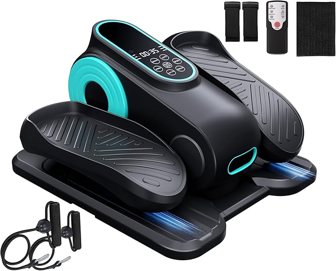 Under Desk Elliptical Machine,Electric Elliptical Leg Exerciser for Seniors with 12 Adjustable, Portable Quiet Elliptical Exercise Machine, Seated Pedal Exerciser with Resistance Band Quiet & Portable