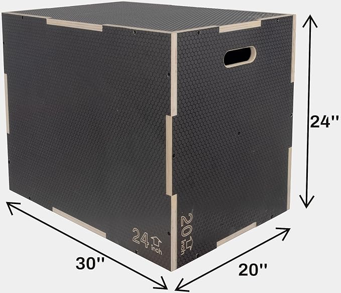 Fitvids 3 in 1 Non-Slip Wooden Plyo Box Plyometric Box Jumping Exercise, 20x24x30 Inches, Gray
