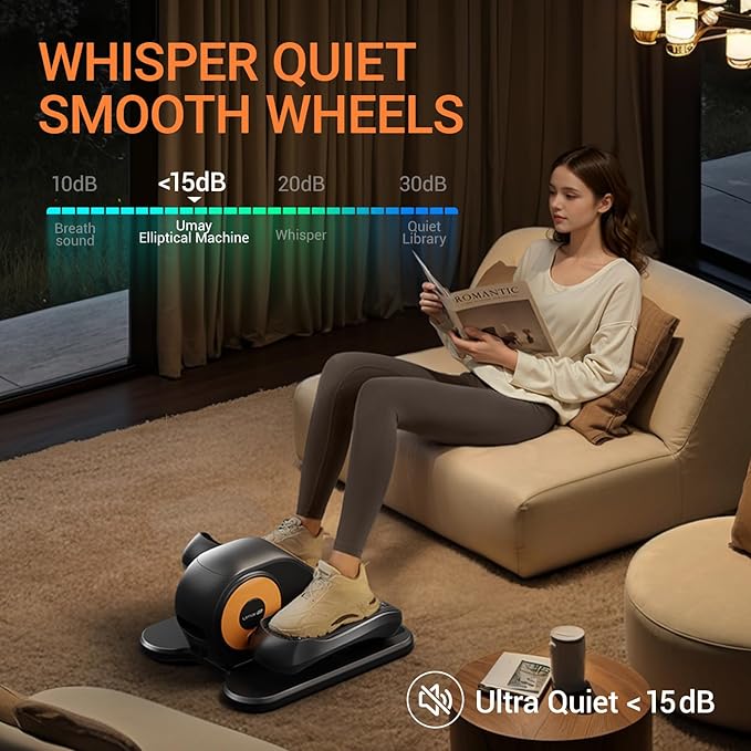 Under Desk Elliptical Machine, Electric Leg Exerciser for Seniors, Quiet & Portable Electric Seated Eclipse Exercise Training Machine with Remote, 12 Speeds & Mute Function, Manual & Auto Mode