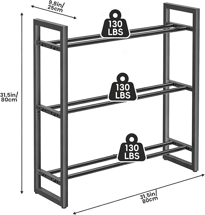 Pickpiff 3 Tier Dumbbell Rack Weight Rack Stand Only for Home Gym Storage Organizing Dumbbells Up to 390 lb Capacity