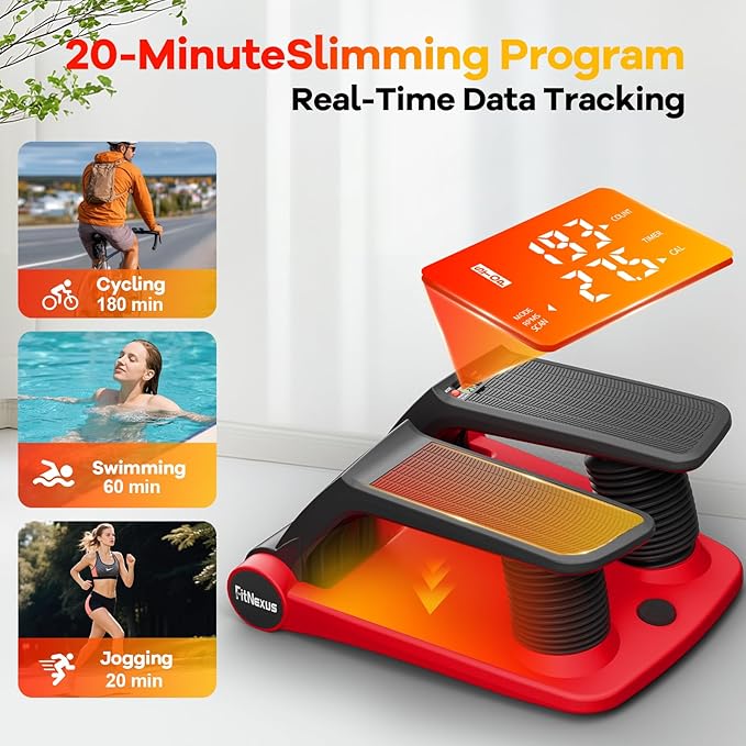 Air Compression Resistance Stepper – Adjustable Mini Stair Climber for Home Cardio Workout, Portable Stepper Machine with LCD Display, 5-Level Adjustable Resistance, Non-Slip Pedals - Batt. not incl.
