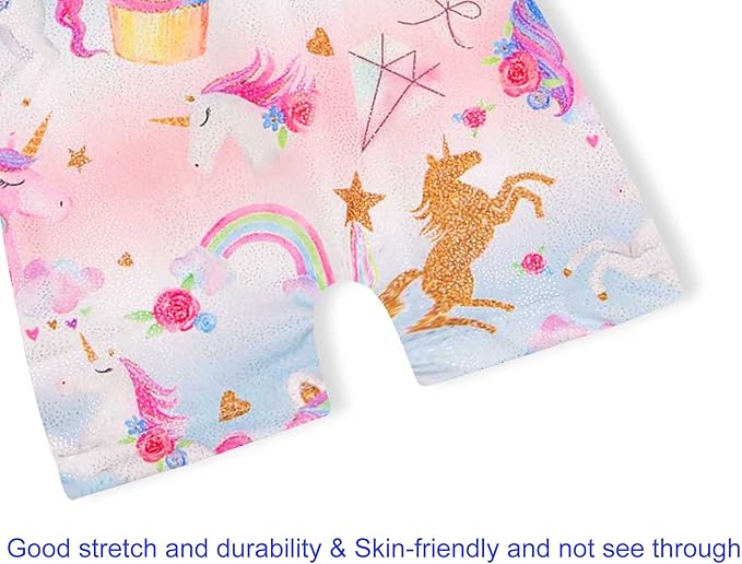Domusgo Gymnastics Leotards for Girls Sparkly One-Piece Pro Kids Unitard Biketards with Shorts