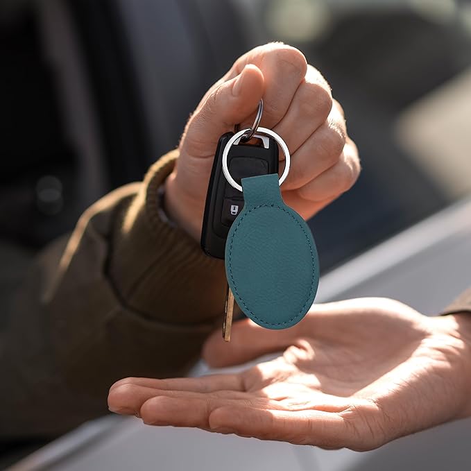 LaserGram Oval Keychain, Baseball Ball, Personalized Engraving Included (Slate Blue)