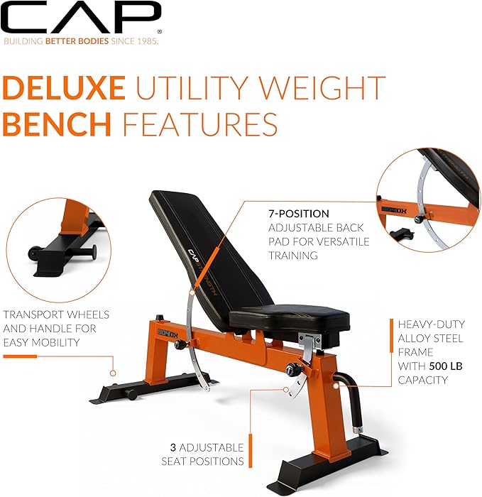 Cap Barbell Deluxe Utility Weight Bench Color Series