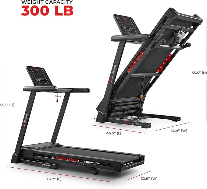 Sunny Health & Fitness Smart Heavy-Duty Auto Incline Treadmill with 20" Running Deck and Free SunnyFit App Connection