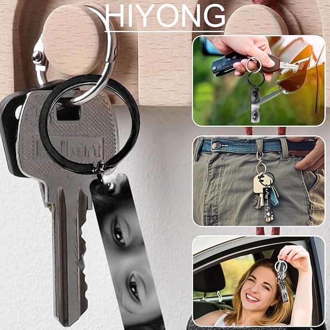 Hiyong Personalized Keychain Custom Photo Keyring Customized Gifts for Men Custom Keychain with Your Photo Logo or Text