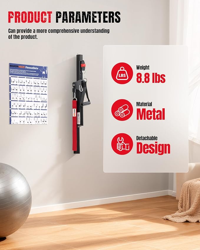 Cable Machine Home Gym, Wall-Mount Workout Equipment with Adjustable Resistance, Compact Fitness Equipment for Full Body Strength Training, Exercise Equipment with Smooth Pulley System