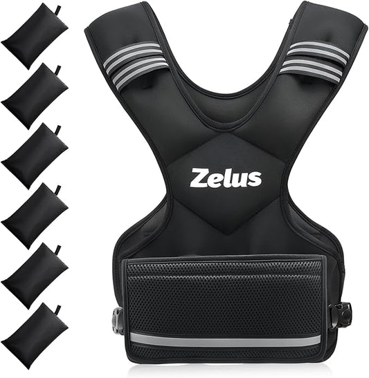 ZELUS Weighted Vest for Men and Women | 4-10lb/11-20lb/20-32lb Vest with 6 Ironsand Weights for Home Workouts | Adjustable Body Weight Vest Exercise Set for Cardio and Strength Training