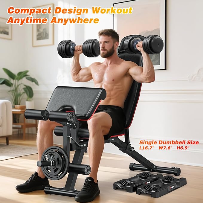 XDDIAS Adjustable Dumbbell Set of 2, 25/55/80LB Dumbbell Set-Fast Adjust Weights Set, 5/10/16 in 1 Free Weights Dumbbells Set with Anti-Slip Metal Handle, Compact Size for Men/Women Home Gym Equipment