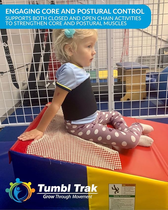 Folding Incline for Pediatric Occupational Therapy - Stimulates Balance, Core Activation, and Proprioceptive Input (Black, 30 in x 68 in x 16 in)