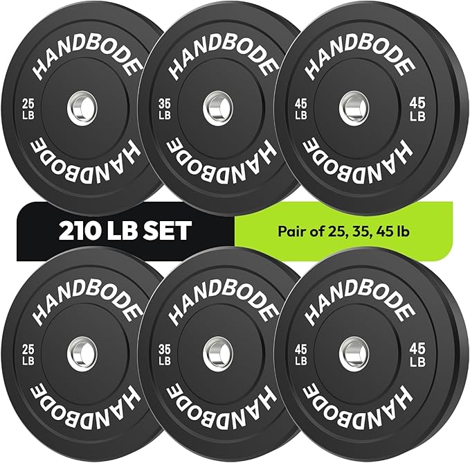 2-Inch Weight Plates High Bounce, Olympic Bumper Plate Set 45/100/160/190/260/300lb, Colored Weight Plates Set for Home Gym, Barbell Weights Rubber Strength Training Plate for Weight Lifting