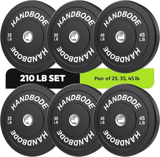 2-Inch Weight Plates High Bounce, Olympic Bumper Plate Set 45/100/160/190/260/300lb, Colored Weight Plates Set for Home Gym, Barbell Weights Rubber Strength Training Plate for Weight Lifting