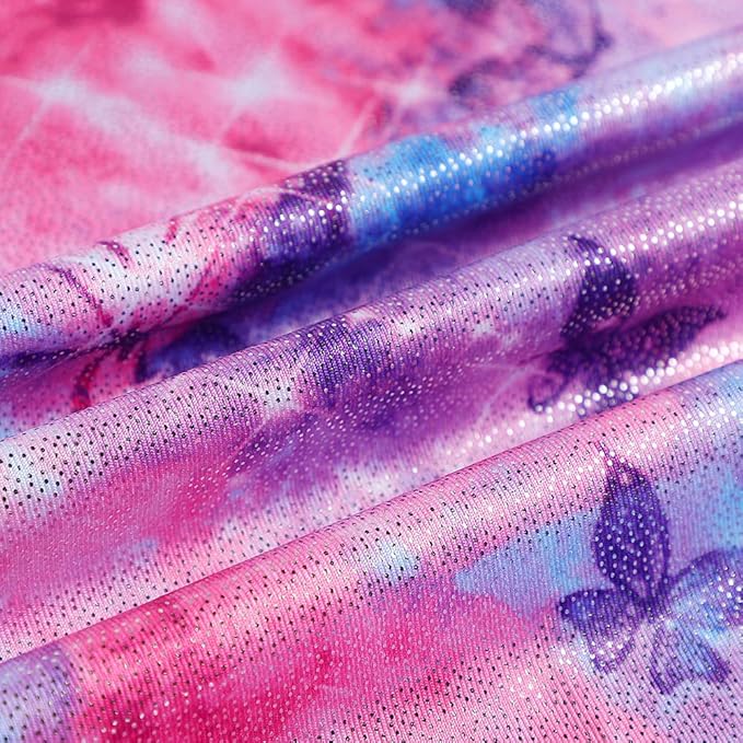 Leotards for Girls Gymnastics Toddler Dance Biketards Mermaid Unicorn Athletic Dance Wear Shiny Rainbow Blue Hotpink
