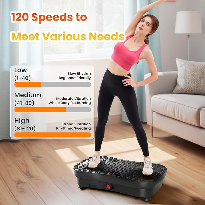 AXV Vibration Plate Fitness Platform Exercise Machine Vibrating Shaking Full Body Shaker Workout Vibrate Stand Shake Board Sport Gym for Weight Loss Fat Burner for Women Men
