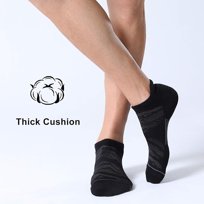 FITRELL 6 Pack Men's Ankle Running Socks Low Cut Cushioned Athletic Sports Socks 7-9/9-12/12-15
