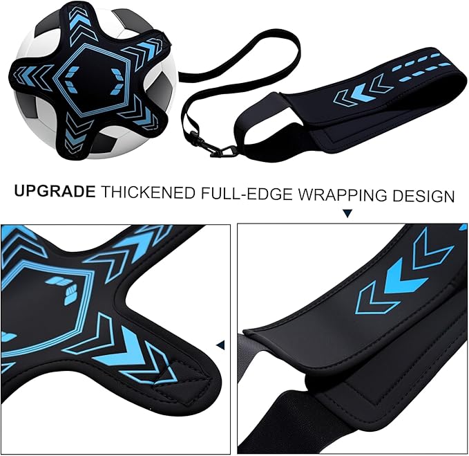 Soccer Training Equipment Football Kick Solo Trainer Adjustable Waist Belt Elastic Rope, Aids Hands Free Throw Sole Practice Fits Ball 3, 4, 5 and Volleyball Rugby (Blue)