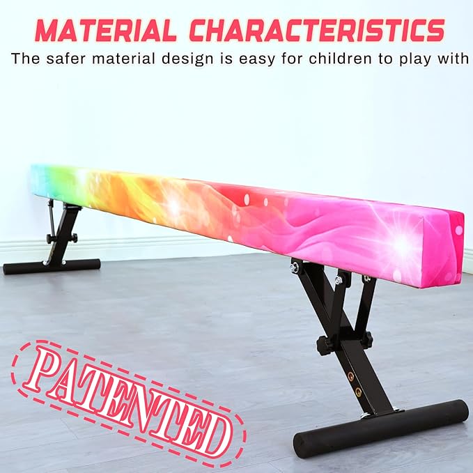 Adjustable Balance Beam for Kids, 8FT Gymnastics Beam with Anti-Slip Legs, High and Low Floor Beam for All Gymnastics Levels, Professional Gymnastic Equipment for Home, Gym Center
