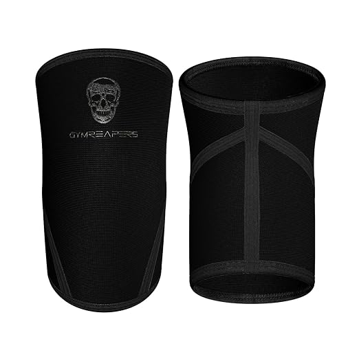 Gymreapers Knee Sleeves (1 Pair) w/Gym Bag - IPF Approved - Knee Compression Sleeve Support for Squats, Weightlifting & Powerlifting - 7MM Neoprene Sleeves - 1 Year Warranty (Black/Black, XX-Large)