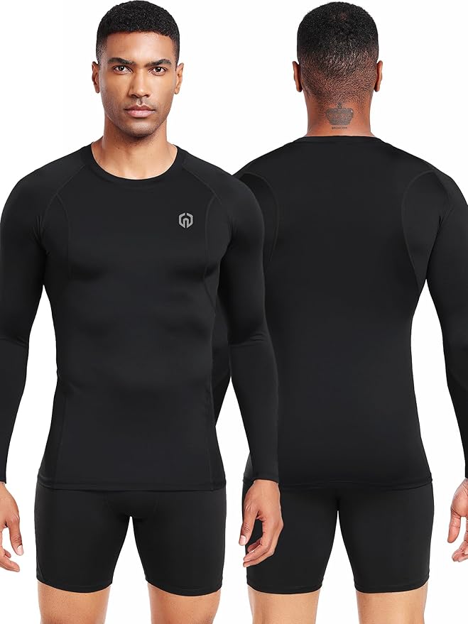NELEUS 4 Pack Men's Workout Long Sleeve Shirts Compression Dry Fit Muscle Tops