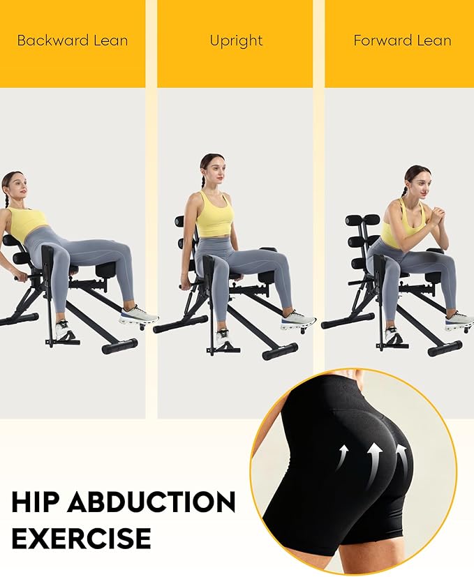 GuuG Hip Abductor Abduction Machine: Thigh Glute Workout Equipment Outer Thigh Sculpting Booty Builder Women Exercise Back Stretch Home Gym