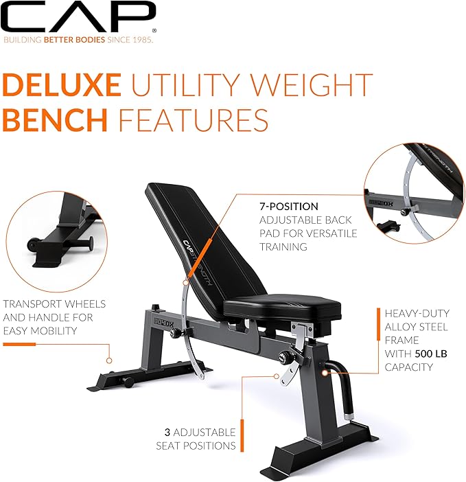 Cap Barbell Deluxe Utility Weight Bench Color Series