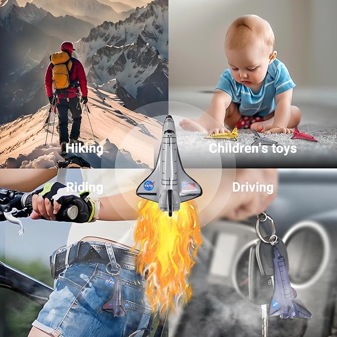 Cute Keychains for Backpacks, NASA Space Shuttle Keychain, Astronaut Airplane Key Chain, Colorful PVC Key Ring