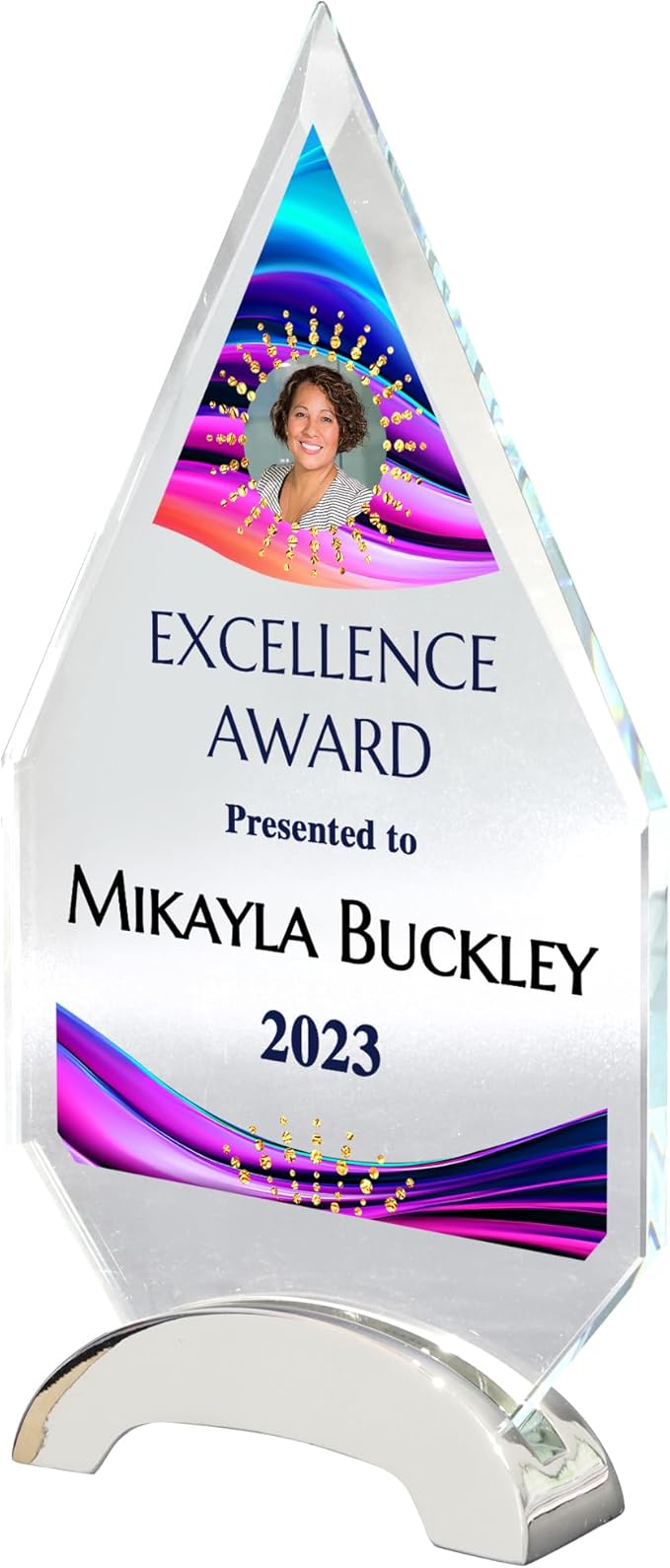 9 1/4" Personalized Glass Plaque for Awards and Trophies, Custom Award for Employee of the Month, Retirement, Leadership and Appreciation Gift P (Design 6)
