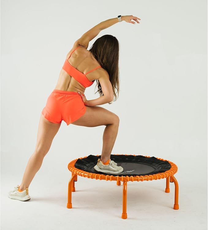 JumpSport 350 PRO Fitness Trampoline, Cardio Workout, No-Tip Arched Legs Home Gym Equipment, Adjustable Bungees & 60 Day Trial Video