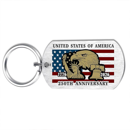 Viayen 250 Years America Flag Keychain, 250th Anniversary USA Merchandise Gift 1776-2026 Commemorative Patriotic Ornament