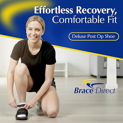 Deluxe Post Op Shoe - Adjustable Medical Support for Broken Toes, Foot Injuries, Fractures, Bunions and Surgical Recovery L3260 - Size M (Men’s US 9-10 / Women’s US 10-11)