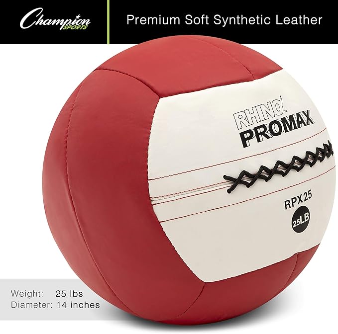 Champion Sports Rhino Slam Ball, 4-30 lb. Non-Slip Grip, Weightlifting, Crossfit, Home Gym, Fitness, 14" Diameter Balls, Optional Storage Rack/Tree Sold Separately