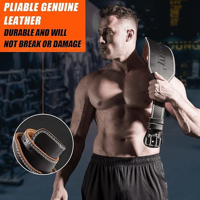 Genuine Leather Weight Lifting Belt for Men Gym Weight Belt Lumbar Back Support Powerlifting Weightlifting Heavy Duty Workout Training Strength Training Equipment