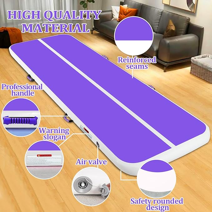 Air Mat Tumble Track, Gymnastics Mats Tumbling Track with Electric Air Pump for Home Use Cheerleading Training Kids Gym Yoga