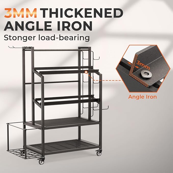 600LBS Dumbbell Rack Weight Stand - Adjustable Weight Rack with Angle Iron for Dumbbells, Home Gym Storage Rack for Yoga Mat Foam Roller Kettlebells, Workout Equipment Storage Organizer With Wheels