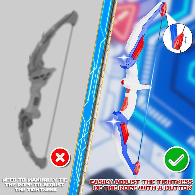 Kids Bow and Arrow Set, LED Light Up Archery Toy Set with Suction Cup Arrows, Standing Target & Quiver, Indoor and Outdoor Toys Sport Gifts for Kids, Boys & Girls Ages 4 5 6 7 8 9 10 11 12