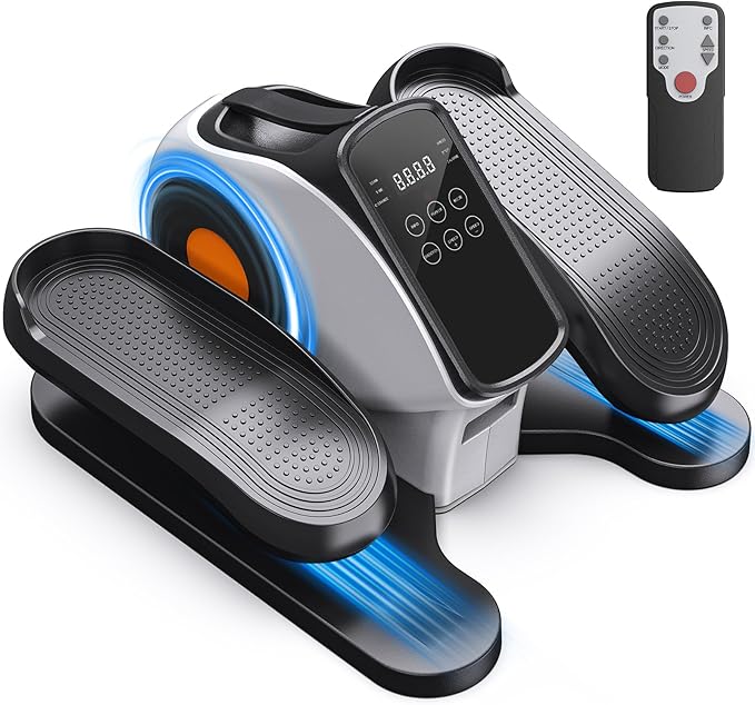 Under Desk Elliptical, 2-in-1 Electric Pedal Exerciser for Seniors, 10 Resistance Levels, 10 Speeds, 3 Auto Modes, Quiet Leg Exerciser with Remote, Fully Assembled, Non-Slip Pedals