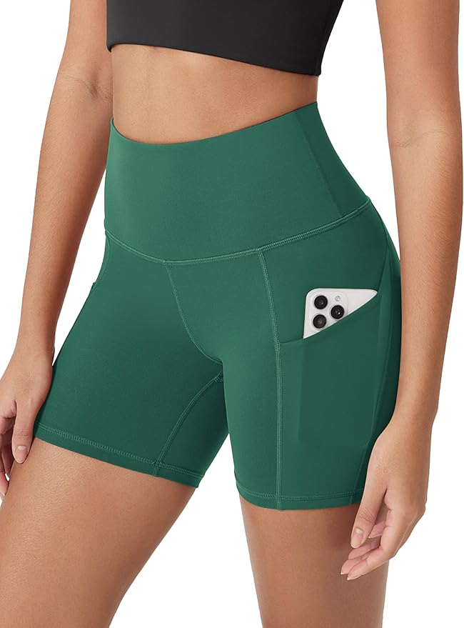 ODODOS Women's Tummy Control Biker Shorts 2.0 with Pockets High Waist Athletic Workout Yoga Shorts-3.5''/ 5"/ 8" / 10" Inseam