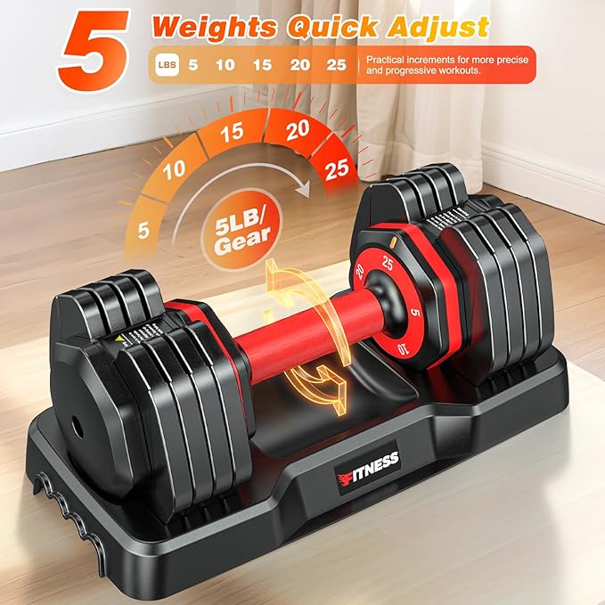 XDDIAS Adjustable Dumbbell Set of 2, 25/55/80LB Dumbbell Set-Fast Adjust Weights Set, 5/10/16 in 1 Free Weights Dumbbells Set with Anti-Slip Metal Handle, Compact Size for Men/Women Home Gym Equipment