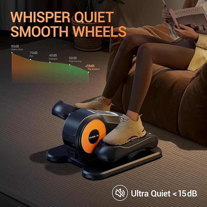 Under Desk Elliptical Machine, Electric Leg Exerciser as Seen on Tv for Seniors, Quiet Portable Seated Pedal Exerciser with Remote Control, 12 Speeds, Auto & HR Mode for Home Office