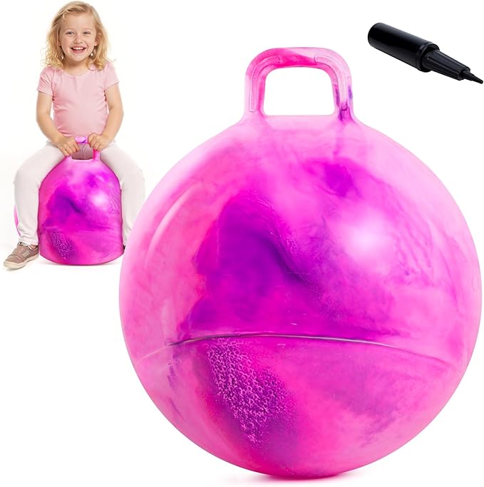 EVERICH TOY Hopper Ball for Kids, 18In Ride On Bouncy Ball with Handle, Purple Pink Clouds Girls Toys for Indoor Outdoor Active Play Toys, Best Christmas Girls Boys Gifts for 4 5 6 7 8 Yr Old