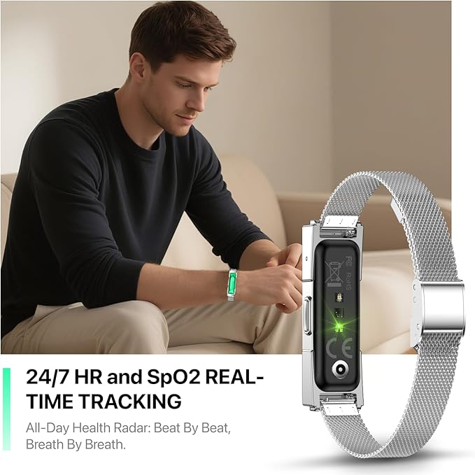 Smart Health Wristband Wearable Activity&Fitness Tracker Band 24/7 Full Sleep Tracker, All-Day Automatic Continuous Heart Rate Tracking Powerful HRV Monitor Blood Pressure Stress 2 Bands