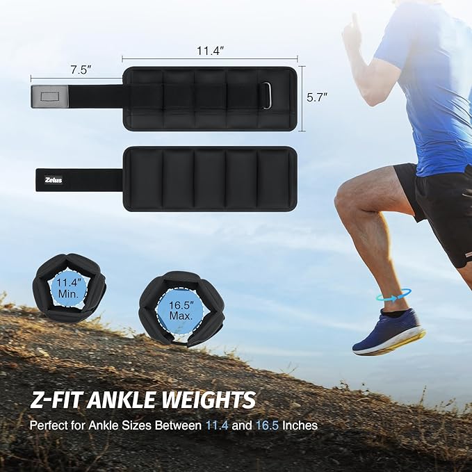 ZELUS Soft Iron Z-Fit Ankle Weights 1 Pair Adjustable, 4LB/7LB/10LB for Women Men, Ultra Thin Leg Weights with Adjustable Straps, Arm Weight for Gym Home Yoga Jogging Walking
